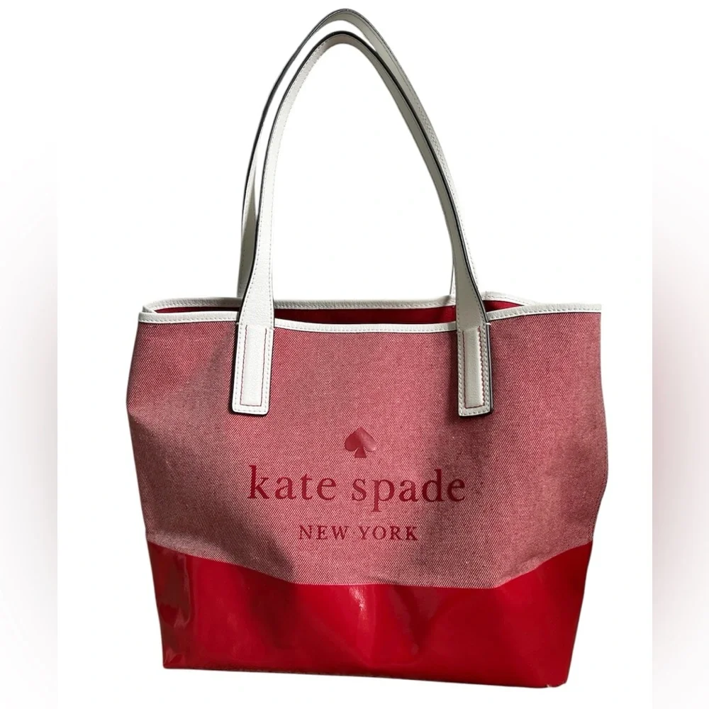Kate Spade New York Ash Street Logo Tote in Asphalt Red, Triple Compartment - Picture 9 of 14